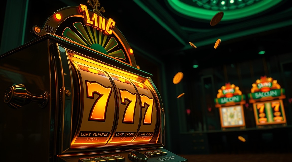 Golden slot machine reels — slot games illustration (AI generated)